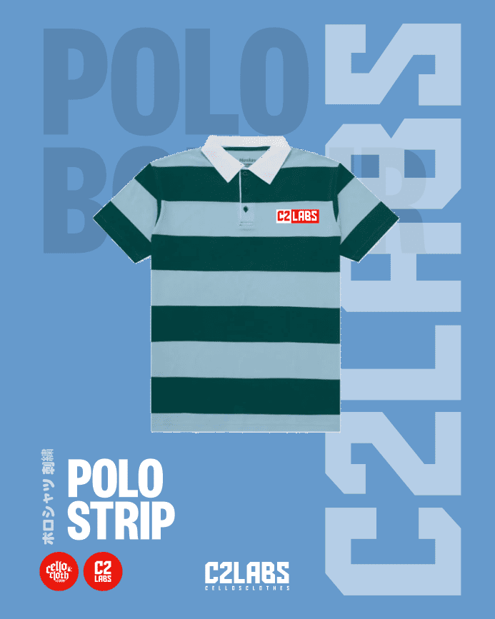 2 Polo Strip Bordir Custom